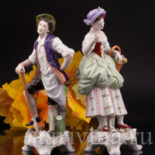 Парная фарфоровая статуэтка Пара садовников, Rudolf Kammer, Германия, вт.пол. 20 в.