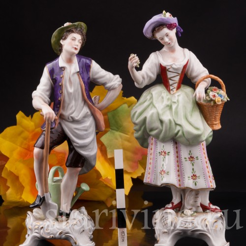 Парная фарфоровая статуэтка Пара садовников, Rudolf Kammer, Германия, вт.пол. 20 в.