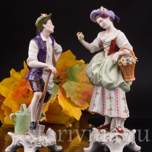 Парная фарфоровая статуэтка Пара садовников, Rudolf Kammer, Германия, вт.пол. 20 в.