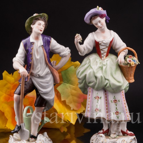 Парная фарфоровая статуэтка Пара садовников, Rudolf Kammer, Германия, вт.пол. 20 в.