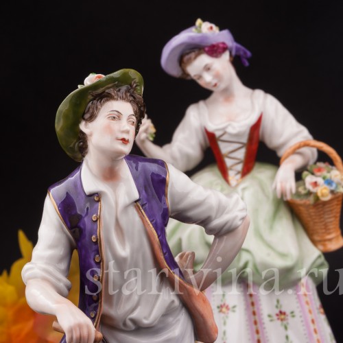 Парная фарфоровая статуэтка Пара садовников, Rudolf Kammer, Германия, вт.пол. 20 в.