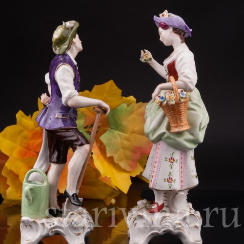 Парная фарфоровая статуэтка Пара садовников, Rudolf Kammer, Германия, вт.пол. 20 в.