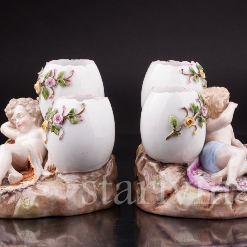 Парная фарфоровая композиция Отдыхающие путти, Ernst Bohne Sohne, Германия, кон. 19 - нач. 20 вв.