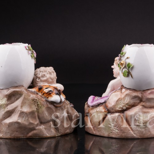 Парная фарфоровая композиция Отдыхающие путти, Ernst Bohne Sohne, Германия, кон. 19 - нач. 20 вв.