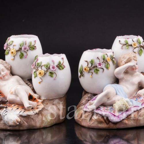 Парная фарфоровая композиция Отдыхающие путти, Ernst Bohne Sohne, Германия, кон. 19 - нач. 20 вв.