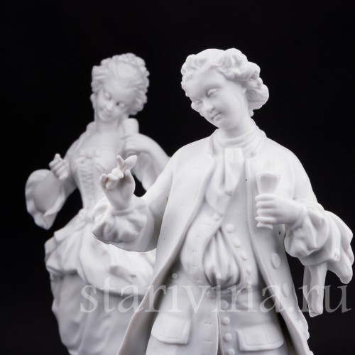 Парные фарфоровые статуэтки из бисквита За десертом, Франция, 19 в.