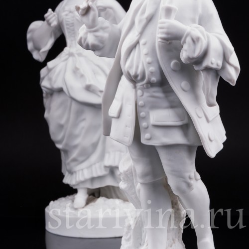 Парные фарфоровые статуэтки из бисквита За десертом, Франция, 19 в.