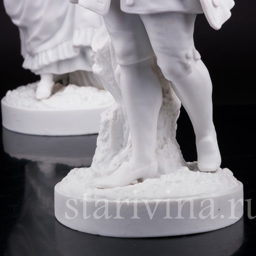 Парные фарфоровые статуэтки из бисквита За десертом, Франция, 19 в.