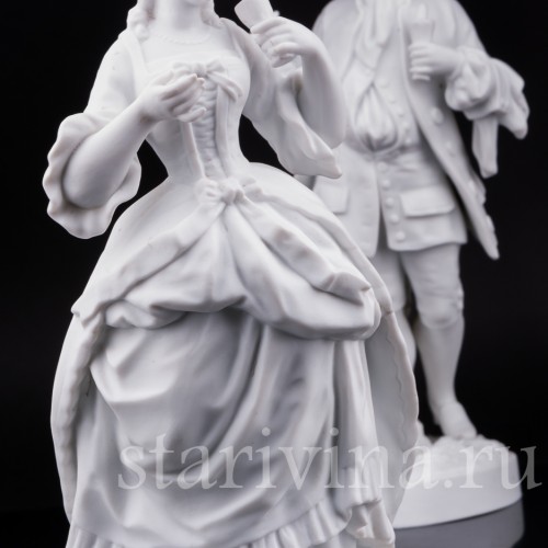 Парные фарфоровые статуэтки из бисквита За десертом, Франция, 19 в.