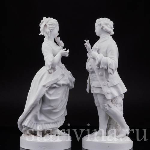 Парные фарфоровые статуэтки из бисквита За десертом, Франция, 19 в.