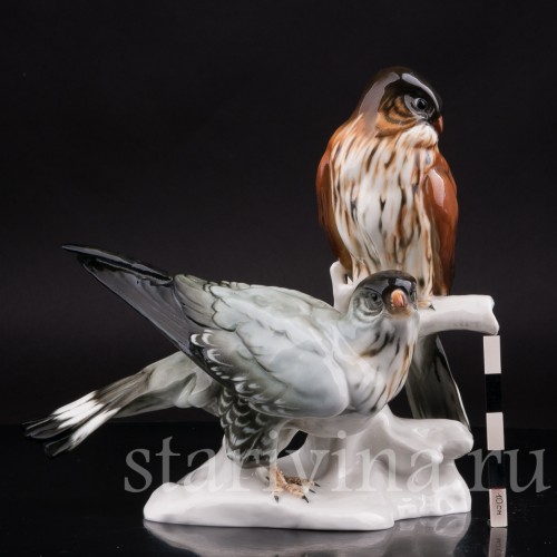 Статуэтка птиц из фарфора Два сокола, Karl Ens, Германия, 1920-30 гг.