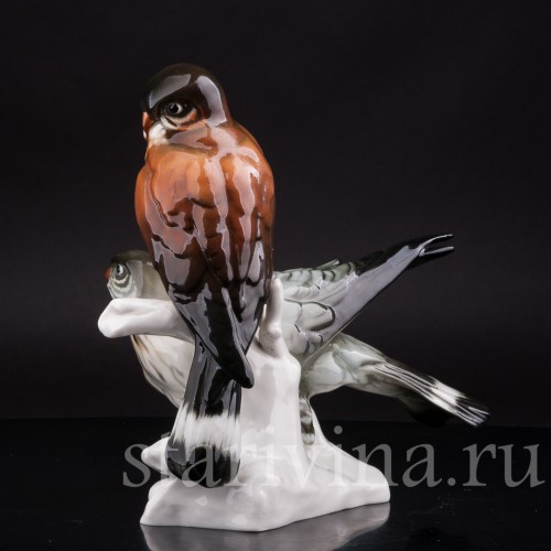Статуэтка птиц из фарфора Два сокола, Karl Ens, Германия, 1920-30 гг.