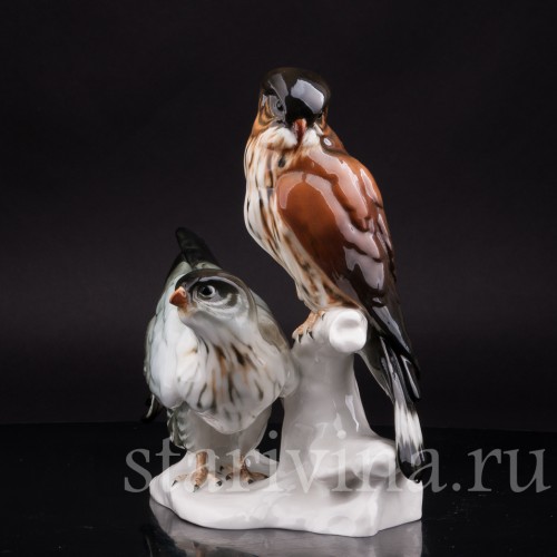 Статуэтка птиц из фарфора Два сокола, Karl Ens, Германия, 1920-30 гг.