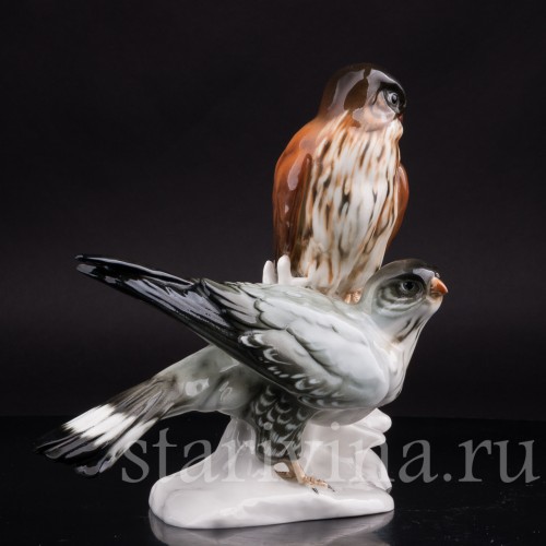 Статуэтка птиц из фарфора Два сокола, Karl Ens, Германия, 1920-30 гг.