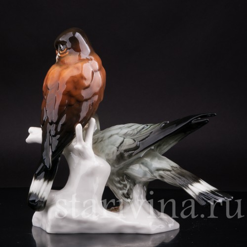 Статуэтка птиц из фарфора Два сокола, Karl Ens, Германия, 1920-30 гг.