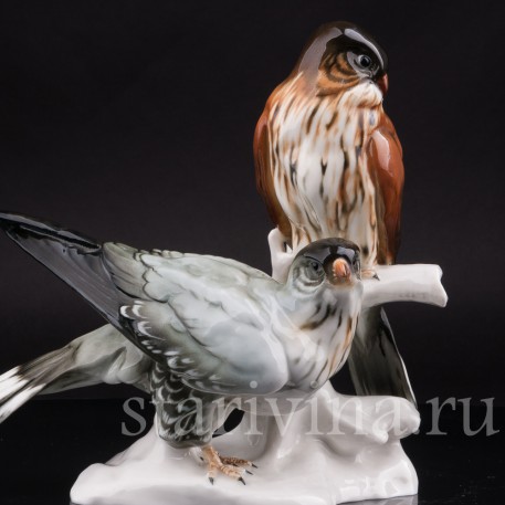 Статуэтка птиц из фарфора Два сокола, Karl Ens, Германия, 1920-30 гг.