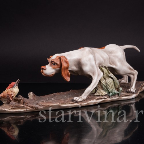 Охотничья собака и птица, Capodimonte, Италия, вт. пол. 20 в