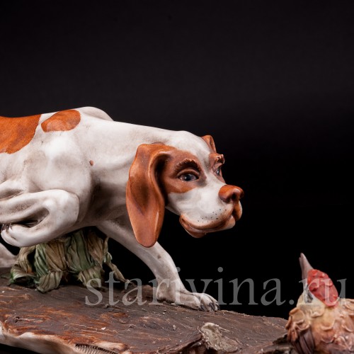 Охотничья собака и птица, Capodimonte, Италия, вт. пол. 20 в