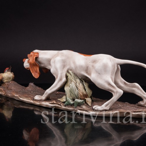 Охотничья собака и птица, Capodimonte, Италия, вт. пол. 20 в