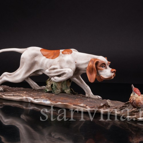 Охотничья собака и птица, Capodimonte, Италия, вт. пол. 20 в
