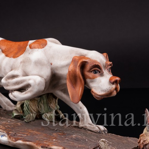 Охотничья собака и птица, Capodimonte, Италия, вт. пол. 20 в