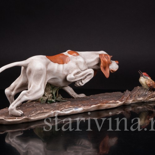 Охотничья собака и птица, Capodimonte, Италия, вт. пол. 20 в