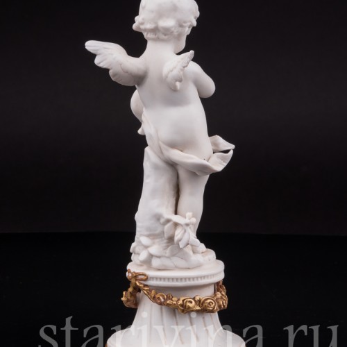 Фигурка из бисквитного фарфора Ангелочек с волынкой, E. A. Muller, Германия, кон. 19 - нач. 20 вв.