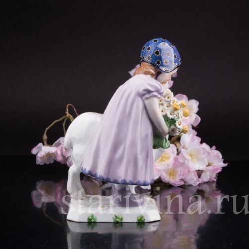 Фарфоровая фигурка Девочка с овечкой, Meissen, Германия, 1910 гг.