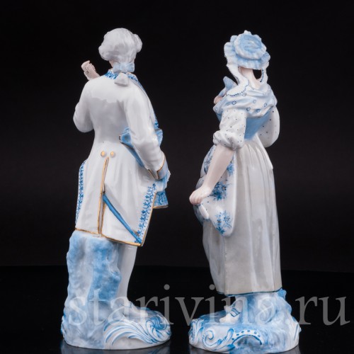 Статуэтки из фарфора Пара в голубом, Vion Baury, Франция, кон. 19 в.