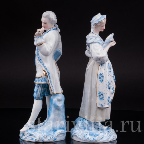 Статуэтки из фарфора Пара в голубом, Vion Baury, Франция, кон. 19 в.