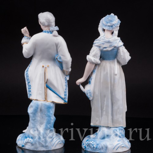 Статуэтки из фарфора Пара в голубом, Vion Baury, Франция, кон. 19 в.