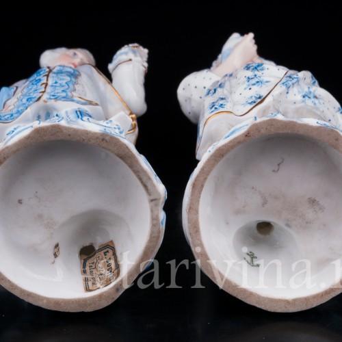 Статуэтки из фарфора Пара в голубом, Vion Baury, Франция, кон. 19 в.