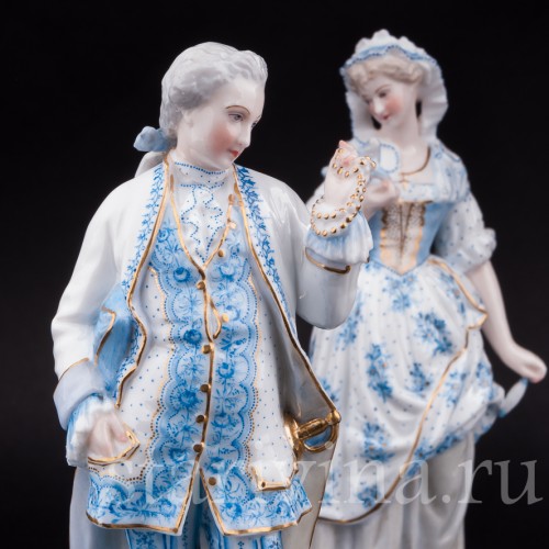 Статуэтки из фарфора Пара в голубом, Vion Baury, Франция, кон. 19 в.