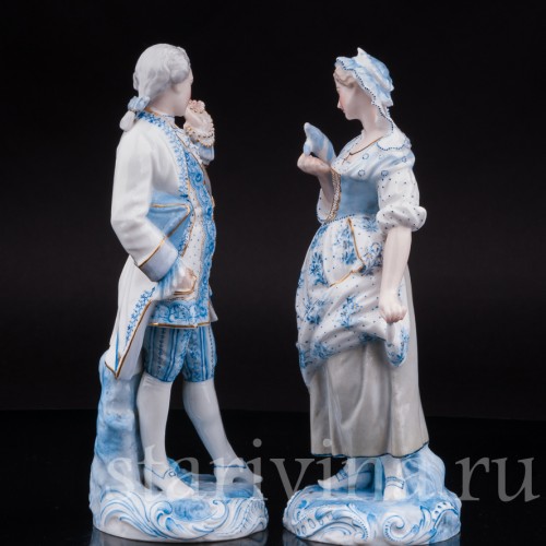 Статуэтки из фарфора Пара в голубом, Vion Baury, Франция, кон. 19 в.