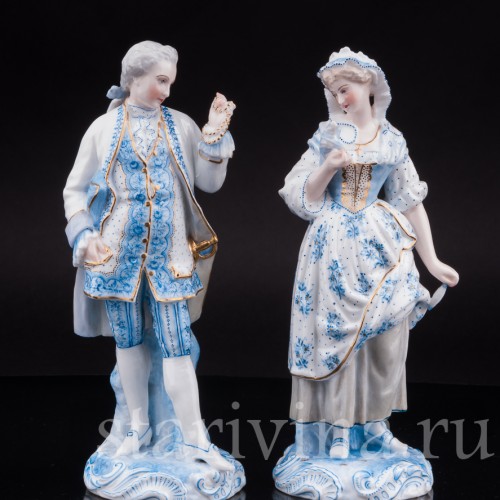 Статуэтки из фарфора Пара в голубом, Vion Baury, Франция, кон. 19 в.