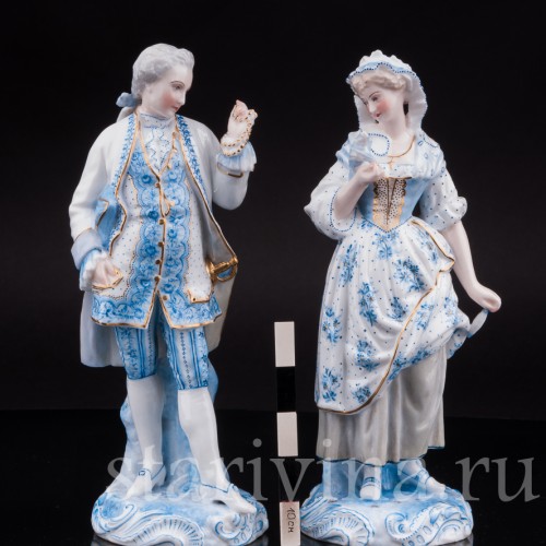 Статуэтки из фарфора Пара в голубом, Vion Baury, Франция, кон. 19 в.