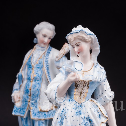 Статуэтки из фарфора Пара в голубом, Vion Baury, Франция, кон. 19 в.