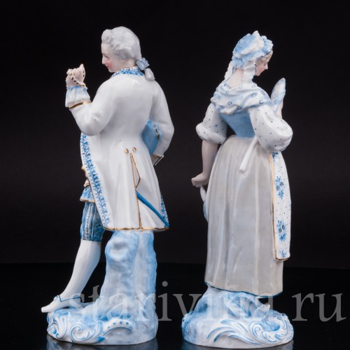 Статуэтки из фарфора Пара в голубом, Vion Baury, Франция, кон. 19 в.