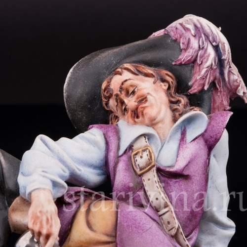 Фарфоровая композиция За стаканчиком вина, Capodimonte, Италия, вт. пол 20 в.