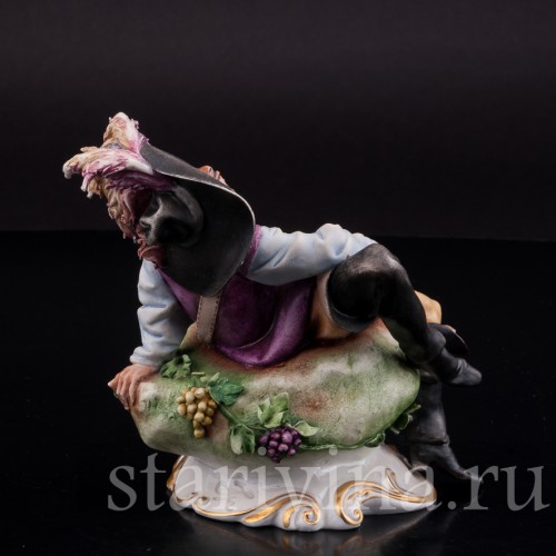 Фарфоровая композиция За стаканчиком вина, Capodimonte, Италия, вт. пол 20 в.