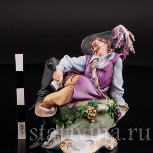 Фарфоровая композиция За стаканчиком вина, Capodimonte, Италия, вт. пол 20 в.