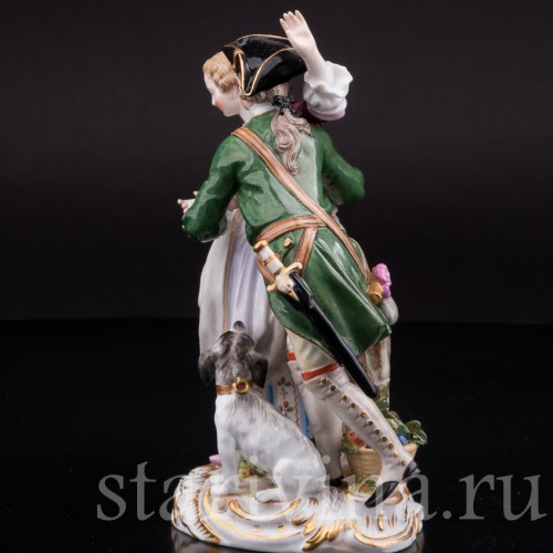 Парная фарфоровая статуэтка Охотник и цветочница, Meissen, Германия, сер. 19 - нач. 20 вв.