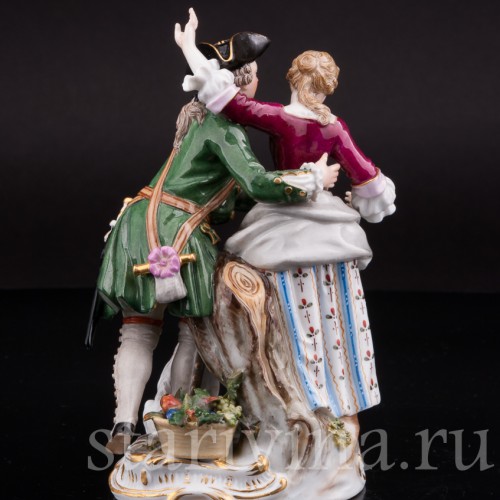Парная фарфоровая статуэтка Охотник и цветочница, Meissen, Германия, сер. 19 - нач. 20 вв.
