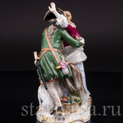 Парная фарфоровая статуэтка Охотник и цветочница, Meissen, Германия, сер. 19 - нач. 20 вв.