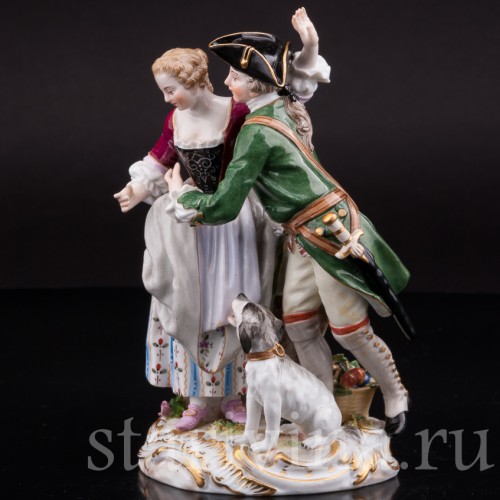 Парная фарфоровая статуэтка Охотник и цветочница, Meissen, Германия, сер. 19 - нач. 20 вв.