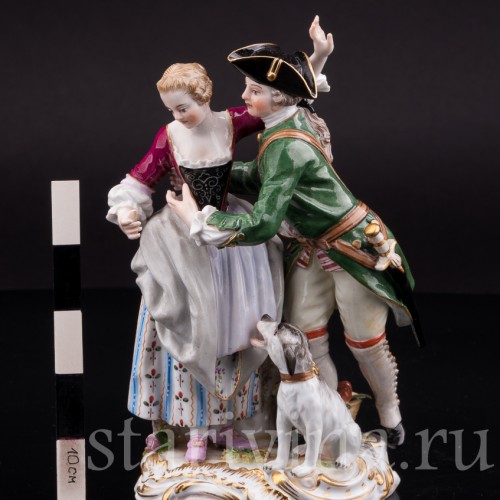Парная фарфоровая статуэтка Охотник и цветочница, Meissen, Германия, сер. 19 - нач. 20 вв.