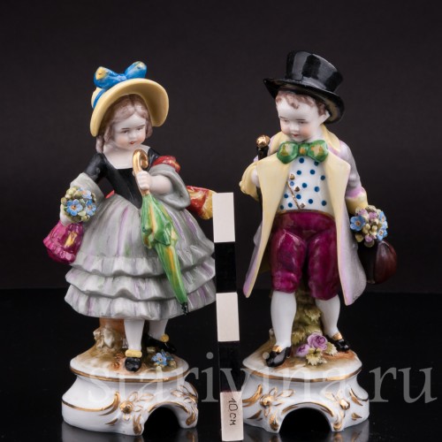 Парная фигурка из фарфора "На именины!", E. A. Muller, Германия, кон. 19 - нач. 20 вв.