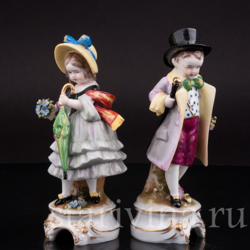 Парная фигурка из фарфора "На именины!", E. A. Muller, Германия, кон. 19 - нач. 20 вв.