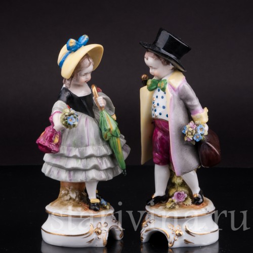 Парная фигурка из фарфора "На именины!", E. A. Muller, Германия, кон. 19 - нач. 20 вв.