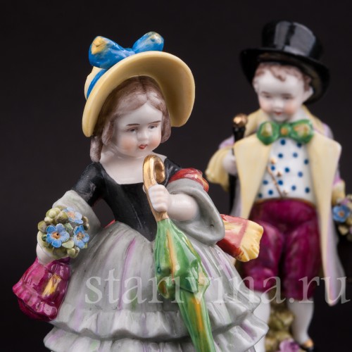 Парная фигурка из фарфора "На именины!", E. A. Muller, Германия, кон. 19 - нач. 20 вв.